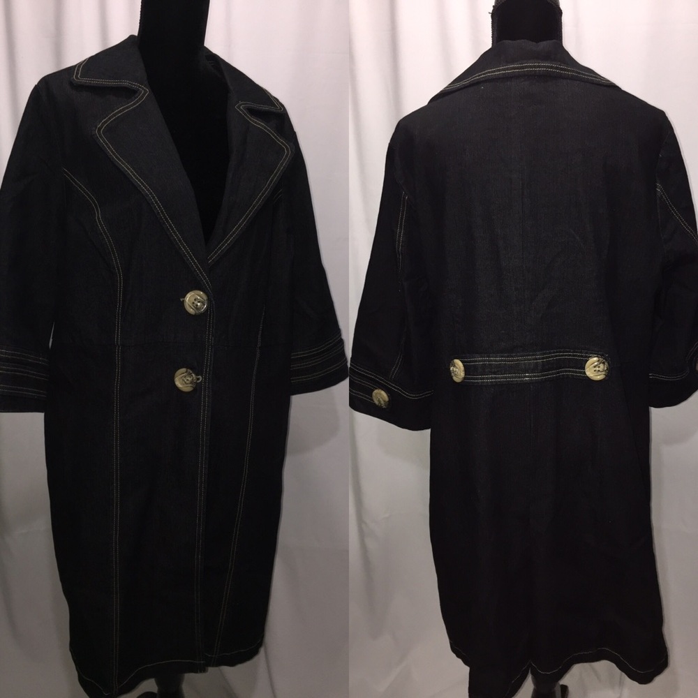 LIZ & ME Black Denim Long Jacket “EUC” Plus Sz:0X